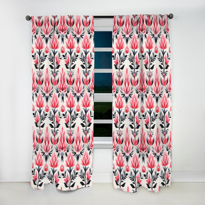 Pink And Black Ikat Facade Splendour - Ikat Curtain - Room Darkening Ikat Curtain - 1 Panels