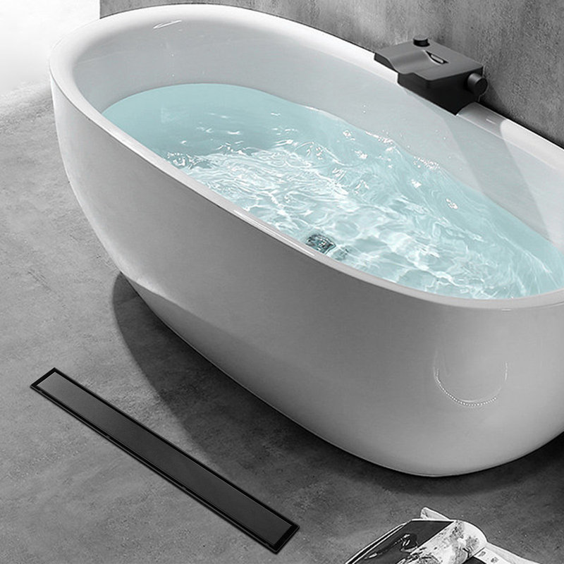 Drain de douche à grille linéaire, Noir mat, H 2,87 po x l 24 po x P 2,75 po