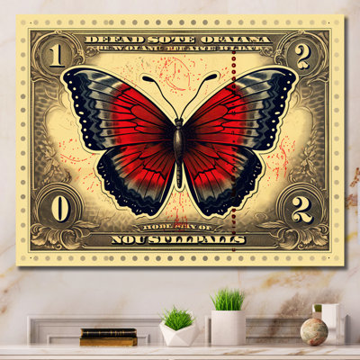 Illustration rétro d'un papillon rouge I