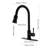 Matte Black Kitchen Faucet With Pull-Down , Stainless Steel, Single Handle, 3 Water Output Modes, Pull Down Faucet, Black, Settings, Robust Build-1171484255