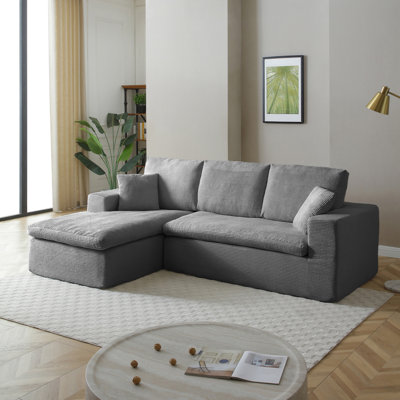 102" W Corduroy Sectional Sofa No Assembly, All High-Density Foam L-Shaped Couch by Latitude Run