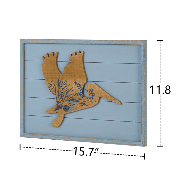 Décoration murale en bois Rustic Pelican In Flight