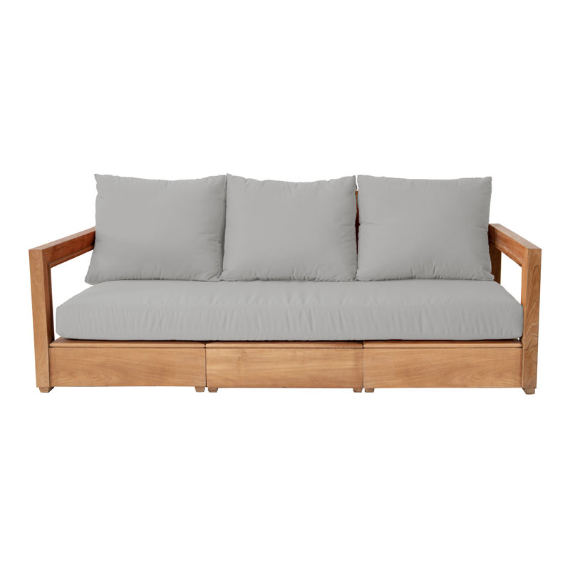 Iromel 82'' Wide Teak Patio Sofa with Sunbrella® Cushions, Granite