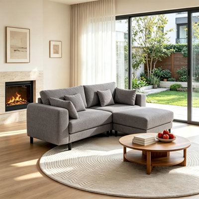 80.8'' Cloud Sectional Sofa, L-Shaped Modular Couch with Storage Ottoman