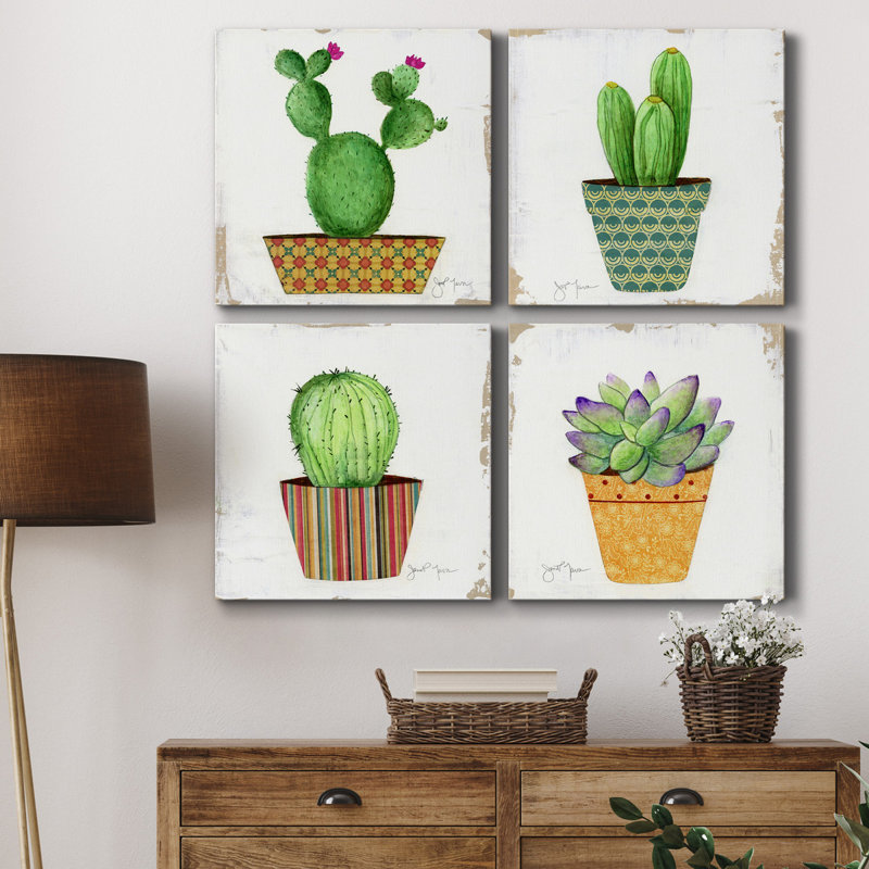 Boho Cacti I - impression sur toile tendue, H 24 po x l 96 po x P 1 po