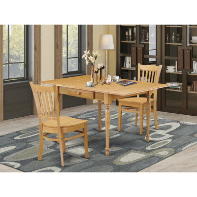 L'ensemble de mobilier de salle à manger 3 pièces contient une table de salle à manger rectangulaire avec Dropleaf et 2 chaises en bois de chêne