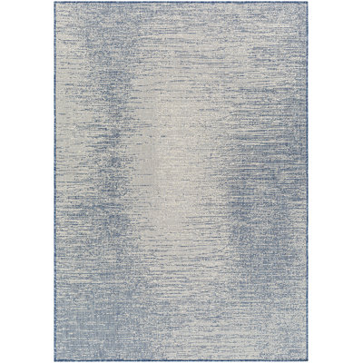 Tapis intérieur / extérieur en polypropylène tissé à la machine abstrait bleu