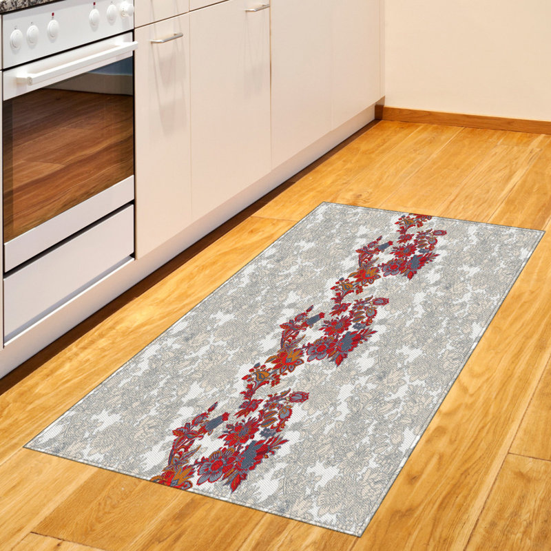 Tapis décoratif floral à haute densité en fibres de polyester, Rectangle 2 pi 7 po x 5 pi