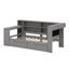 Lit plateforme en bois avec tablettes de rangement, tiroirs, station de charge, DEL, bureau et tête de lit tapissier-116236604-116236603