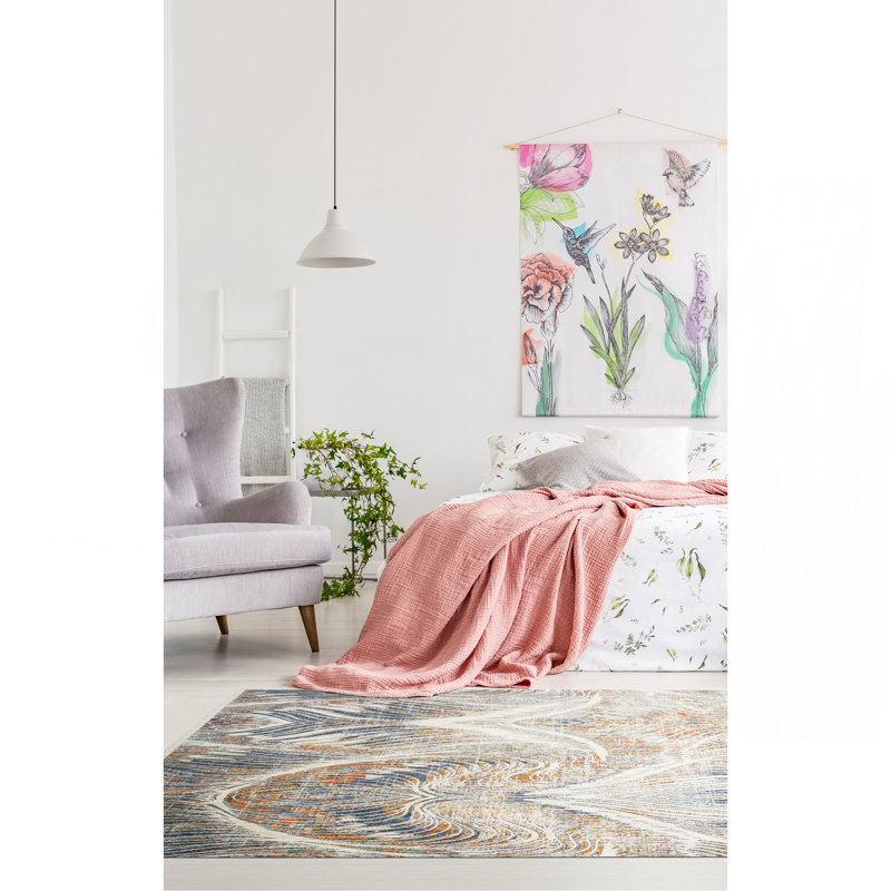 Tapis moderne, abstrait et à poils courts, Rectangle 1 pi 10 po x 2 pi 6 po