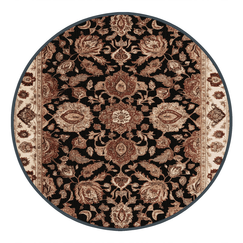 Tapis brun lavable à la machine, Rond 3 pi