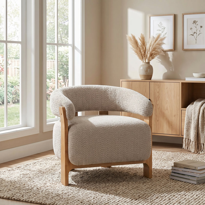 Fauteuil demi-tonneau Garrison, 1, Light Taupe Boucle
