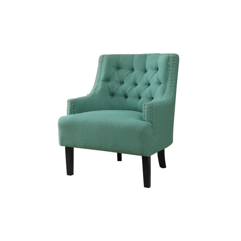 Upholstered Wingback Chair, Teal Microfiber/Microsuede