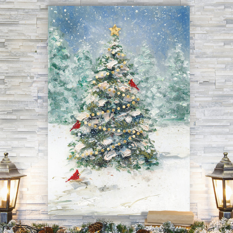 " Cardinals And Christmas ", 40" H x 30" W x 1" D