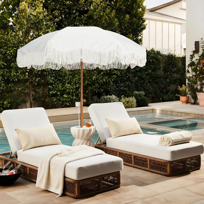 Parasol de terrasse 6,5 pi Boho, Vintage Green Stripe