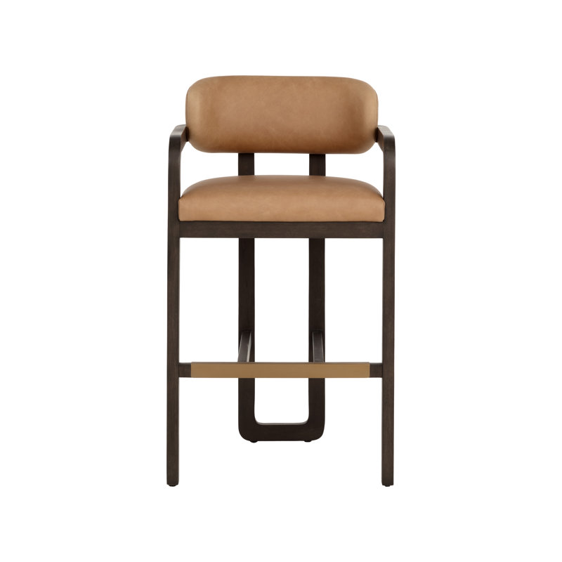 Madrone Upholstered Stool with Solid Wood Frame, Bar Stool (30.25" Seat Height)