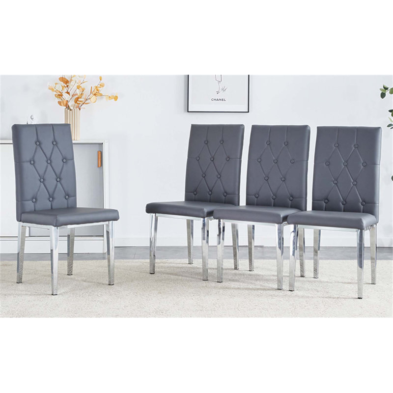  Ensemble de chaises de salle à manger sans accoudoirs avec grille et boucle, parfait pour les salles à manger élégantes et élégantes
