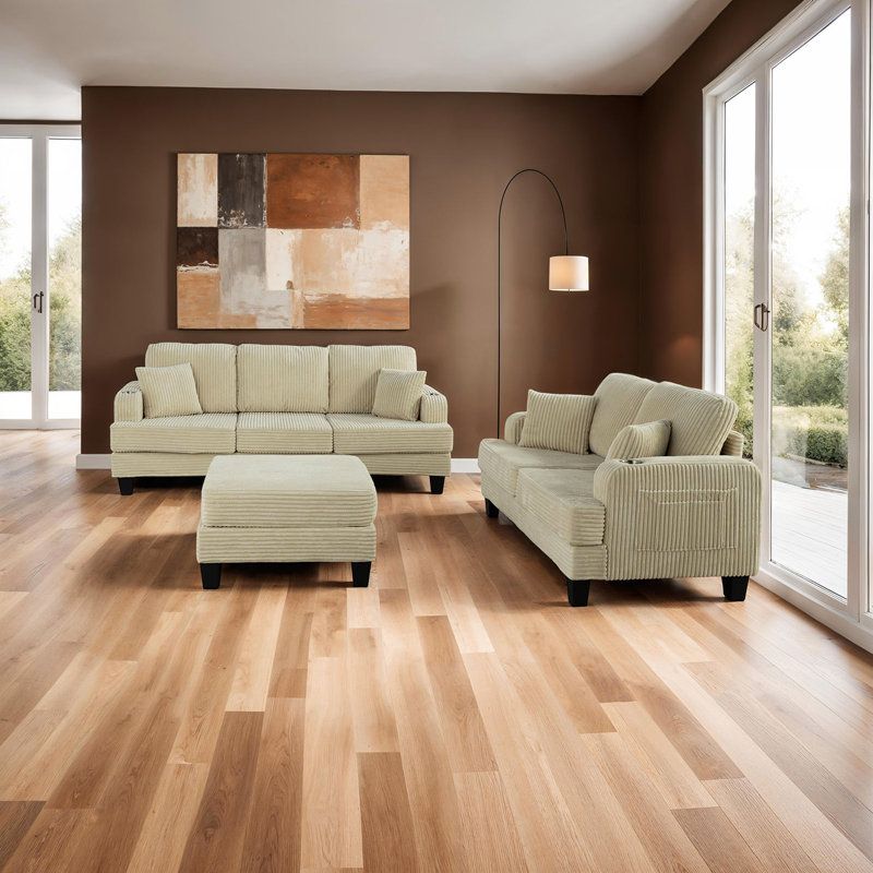 Pieds carrés en bois avec repose-pieds, Vert