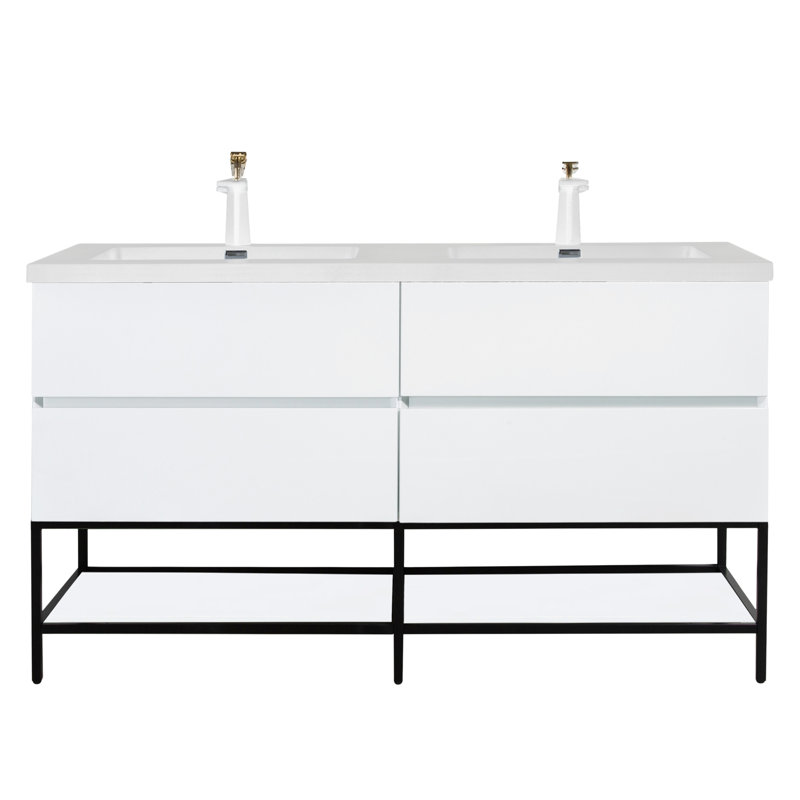 Ensemble de meuble-lavabo mural 60 po Damron, Blanc