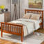 Lit plateforme en bois avec tête de lit et pied de lit-1184795006