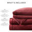 Grand drap 4 pièces bourgogne 100% ultra doux et douillet brossé des deux côtés Draps-housse plats lavables à la machine 2 taies d'oreiller