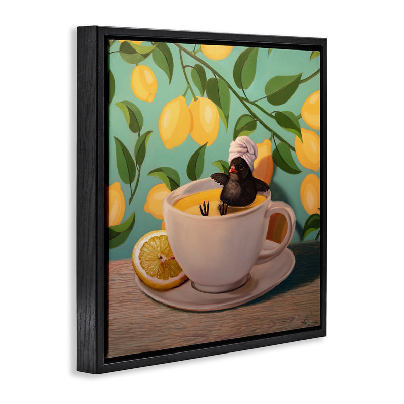 Thé au citron, H 18 po x l 18 po, Cadre flottant noir de jais