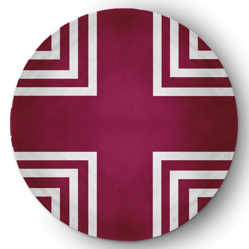 Chenille Geometric Indoor Rug, Round 5'