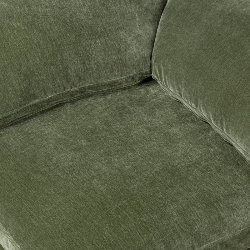 Chaise d'angle rembourrée Wonardo, Tissu vert Sagano