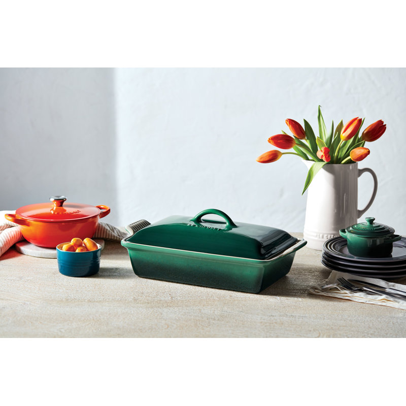 Le Creuset Heritage Stoneware 4 Qt. Rectangular Casserole with Lid, Green