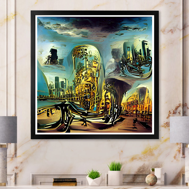 Jeu vidéo Infinite Cyberpunk City - reproduction d'art sur toile industrielle, H 30 po x l 30 po x P 1 po, Cadre photo noir