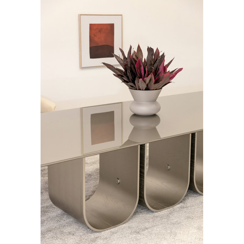 Louise 102.5" Rectangular Dining Table Metallic Champagne Color