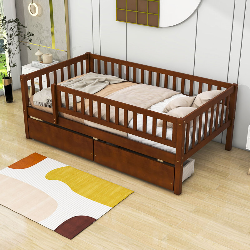 Lit de jour en bois Rowanne, Noyer, Lit simple