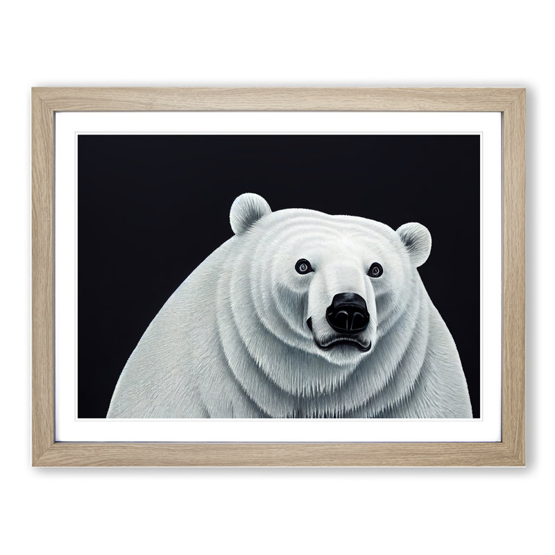 Inspirational Polar Bear 1 Piece Single Picture Frame Wall Art, 25cm H x 34cm W x 2cm D, Oak Framed