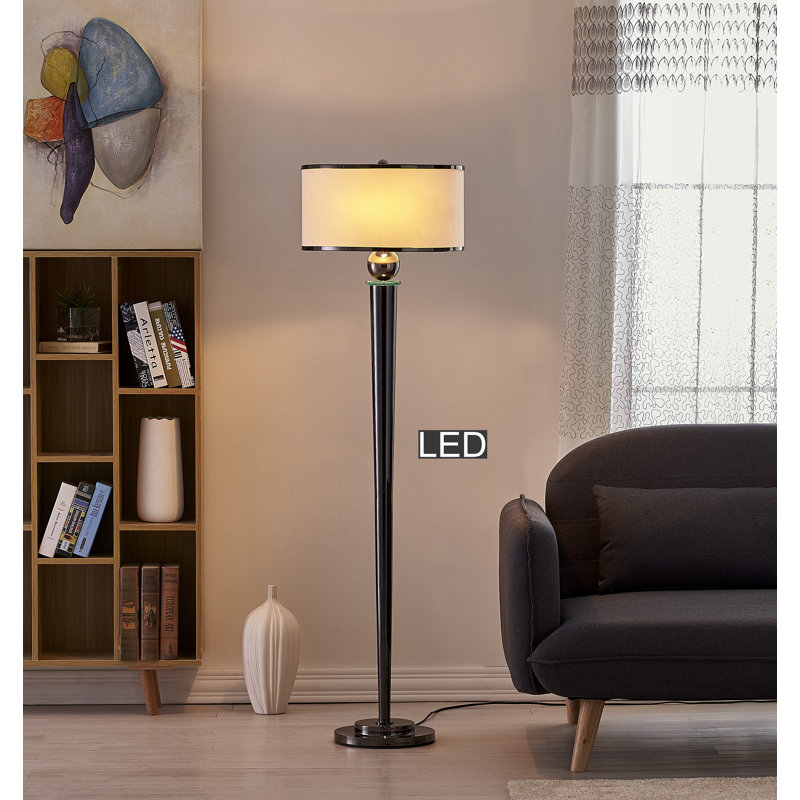 Lampe sur pied traditionnelle 63 po Venetian, Noir de jais