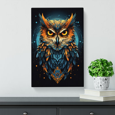 Owl Geometric Art No.3 - Wrapped Canvas