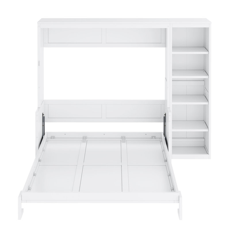 Lit escamotable avec bureau et bibliothèque Murphy, Blanc
