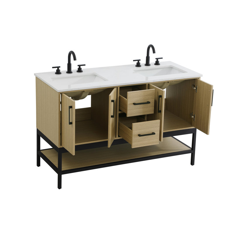 Meuble-lavabo double 54 po, Brun miel