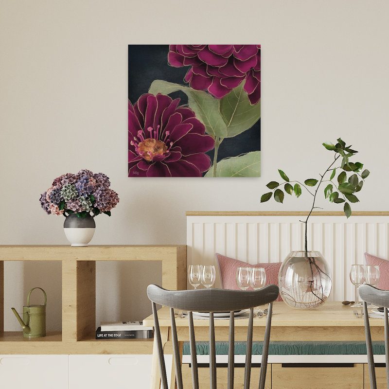 Art floral contemporain bourgogne 2, H 18 po x l 18 po