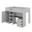 Lit mezzanine double avec bureau, structure de lit mezzanine double en bois avec garde-robe intégrée, tablettes de rangement et tiroirs-117531005
