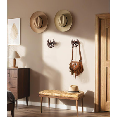 Cowboy Hat Hanger Wall Mount, 4 Pack Cowboy Hat Rack, Metal Horseshoe Hook, Horseshoe Decor, Western Hat Hook For Wall, Hat Holder For Entryway Closet, Bridle Hook For Tack Room, Horse Supplies
