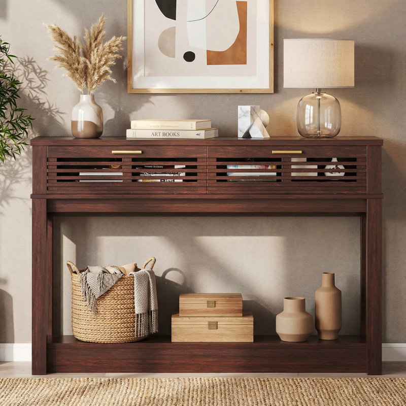Maggie 47" Console Table with 2 Drawers and Storage Open Shelf for Living Room, Hallway, Entryway