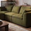 Canapé 3 places en lin vert avec pouf, ensemble de canapé moderne rembourré