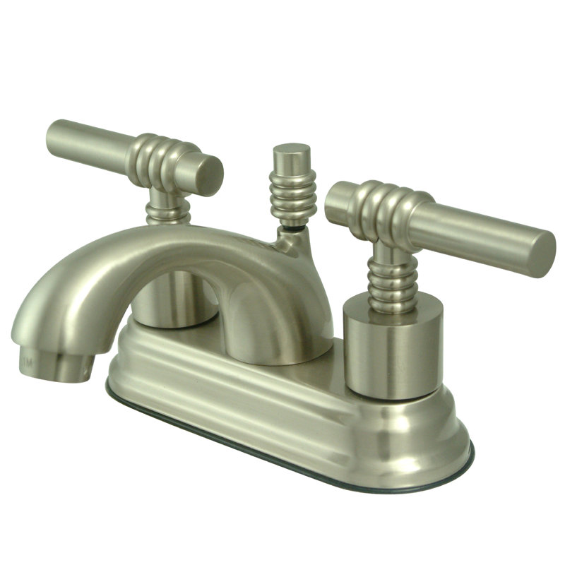 Milano Centerset Bathroom Faucet with Drain Assembly, Satin Nickel