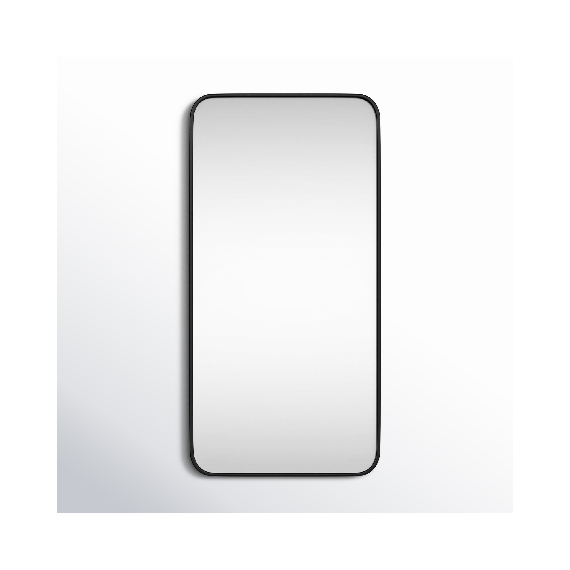 Sabine Metal Rounded Rectangle Wall Mirror, 36" x 18", Black