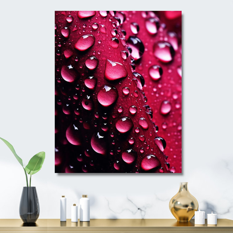 Ebern Designs Red Rose With Raindrops XVIII On Metal Print | Wayfair