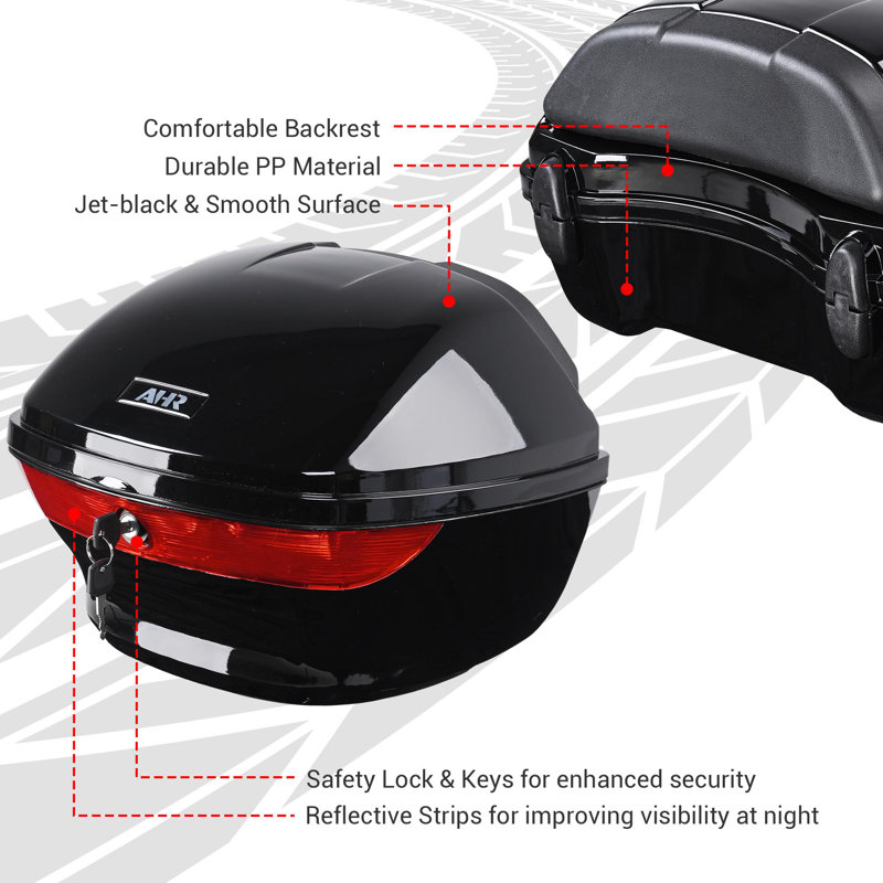 33L Universal Motorcycle Tour Tail Box Scooter Trunk Storage w/ Lock Case