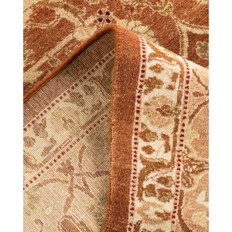 Tapis unique brun / beige / rouge / ivoire de 5 pi 3 po x 8 pi Mogul