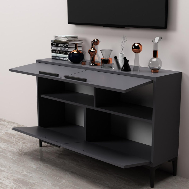 Modern TV Stand, Anthracite Color, 47.2 x 29.5 x 11.8 inches | 100% Melamine Coated Particle Board, Thickness: 0.7 inches | Durable PVC Legs, Stylish Design for Living Room & Entertainment Spaces