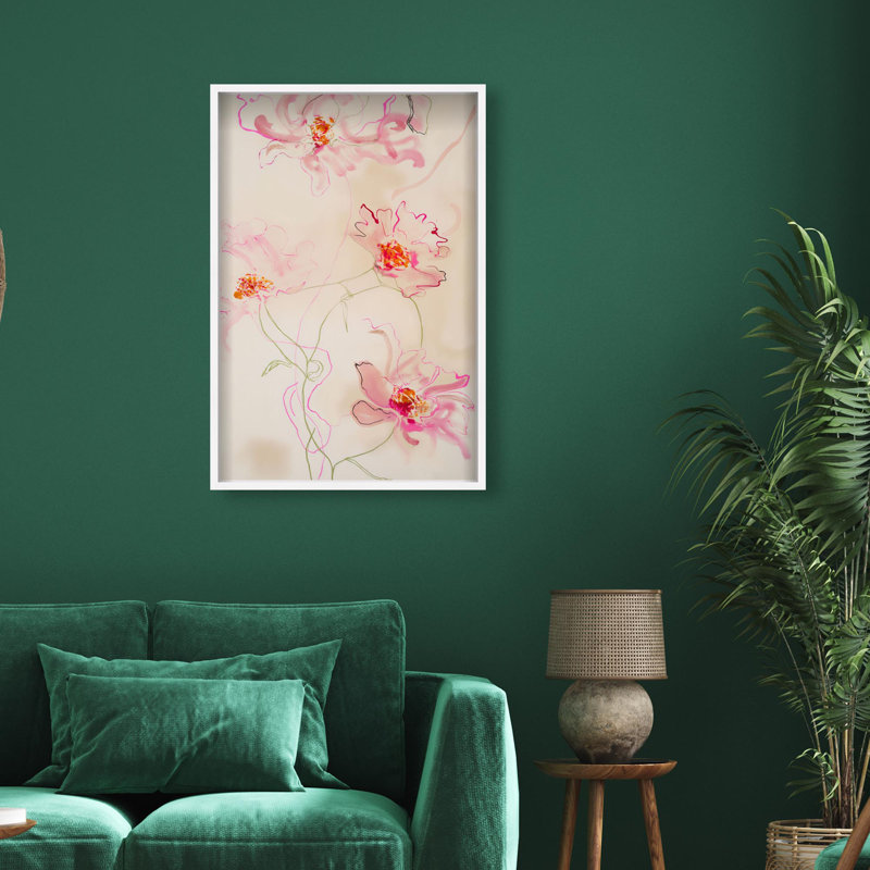 Oliver Gal Pink Flower I Floral & Botanical - Luxury Shadowbox Framed Wall Art, 55.5" H x 37.5" W, White