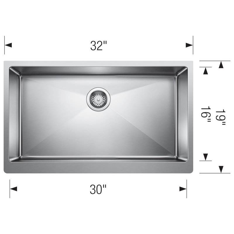 Quatrus 32" L x 19'' W Single Bowl Stainless Steel Farmhouse Sink